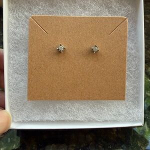 White Diamond Sterling Silver Mini Studs